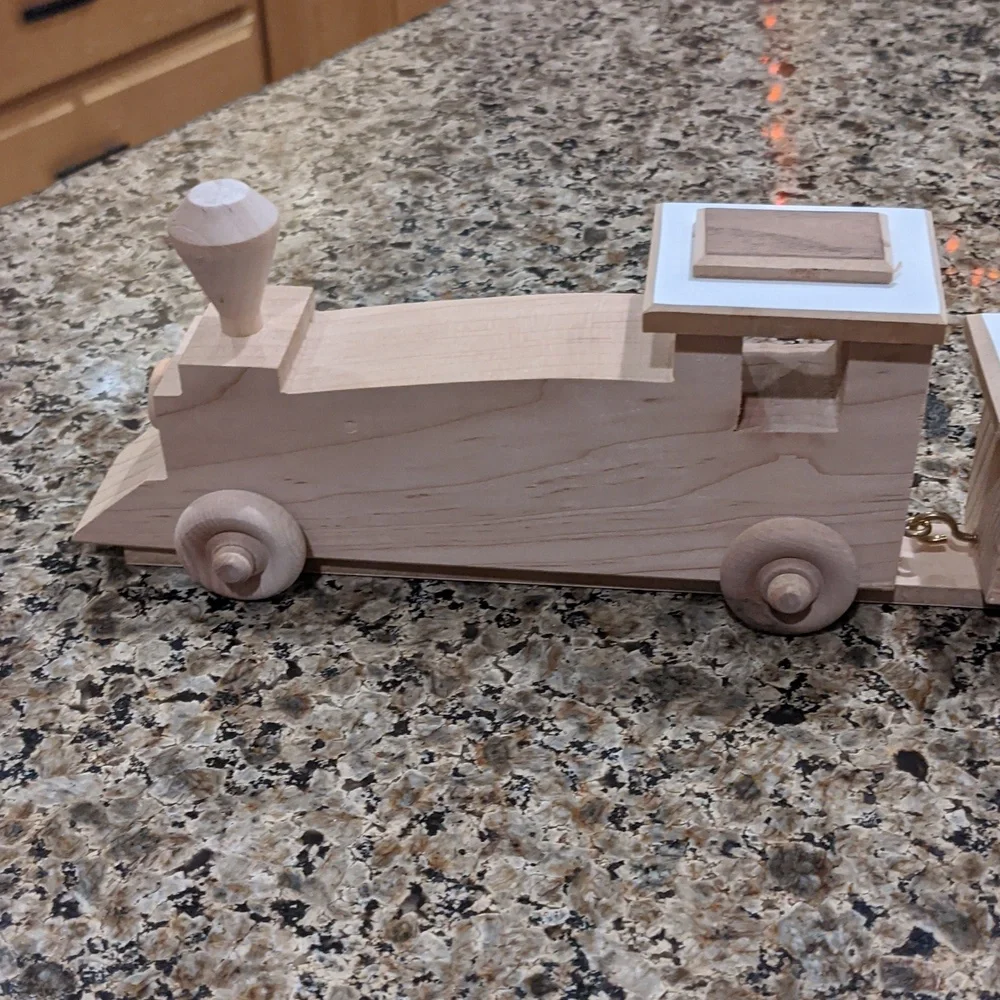 Vtg Wood Train Mid-Century Modern Solid Handcrafted Natural Locomotive